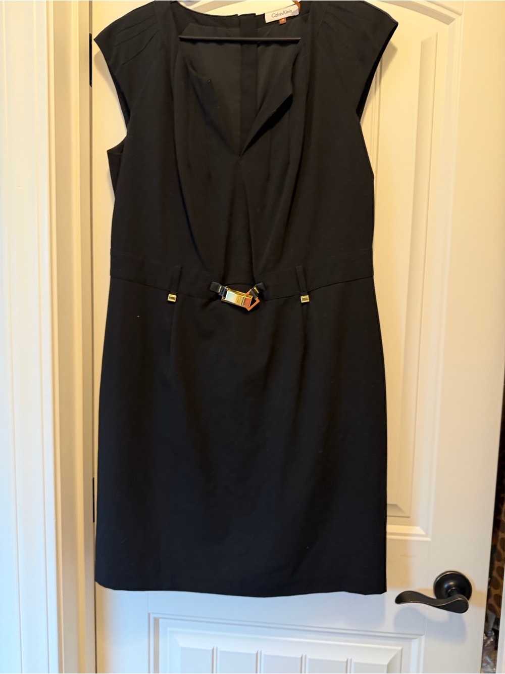 Calvin Klein Collection Black Mini Dress with Gold Accent